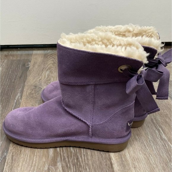 New KOOLABURRA BY UGG Andrah Suede Leather Short Boot Sz 2 Y  Big Girls Purple - Picture 6 of 12